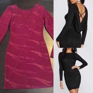 Windsor Burgundy Sparkle Evening Mini Dress